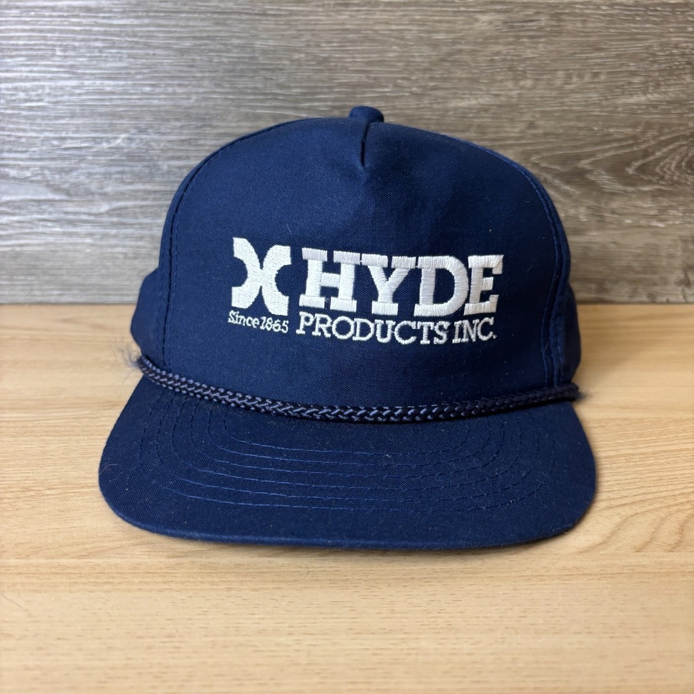Vintage HYDE Products Inc Hat Cap Snap Back Blue Embroidered Rope Mens